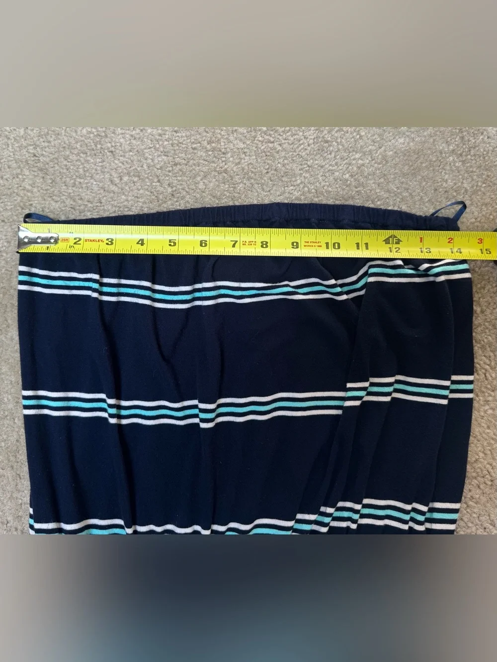 J. Crew Sz S Navy Strapless Striped Maxi Dress